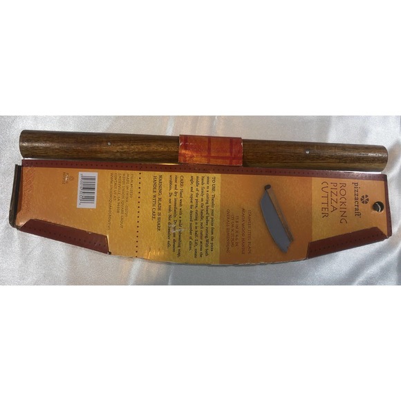 Pizzacraft Rocking Pizza Cutter Stainless Steel Blade Acacia Wood Handle *New* - Picture 2 of 5